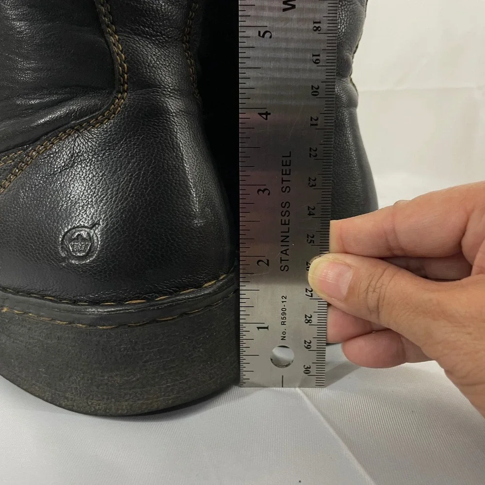 Born Size 10 Tall Riding Boots Black Leather Side Zip Buckle W3189 Women